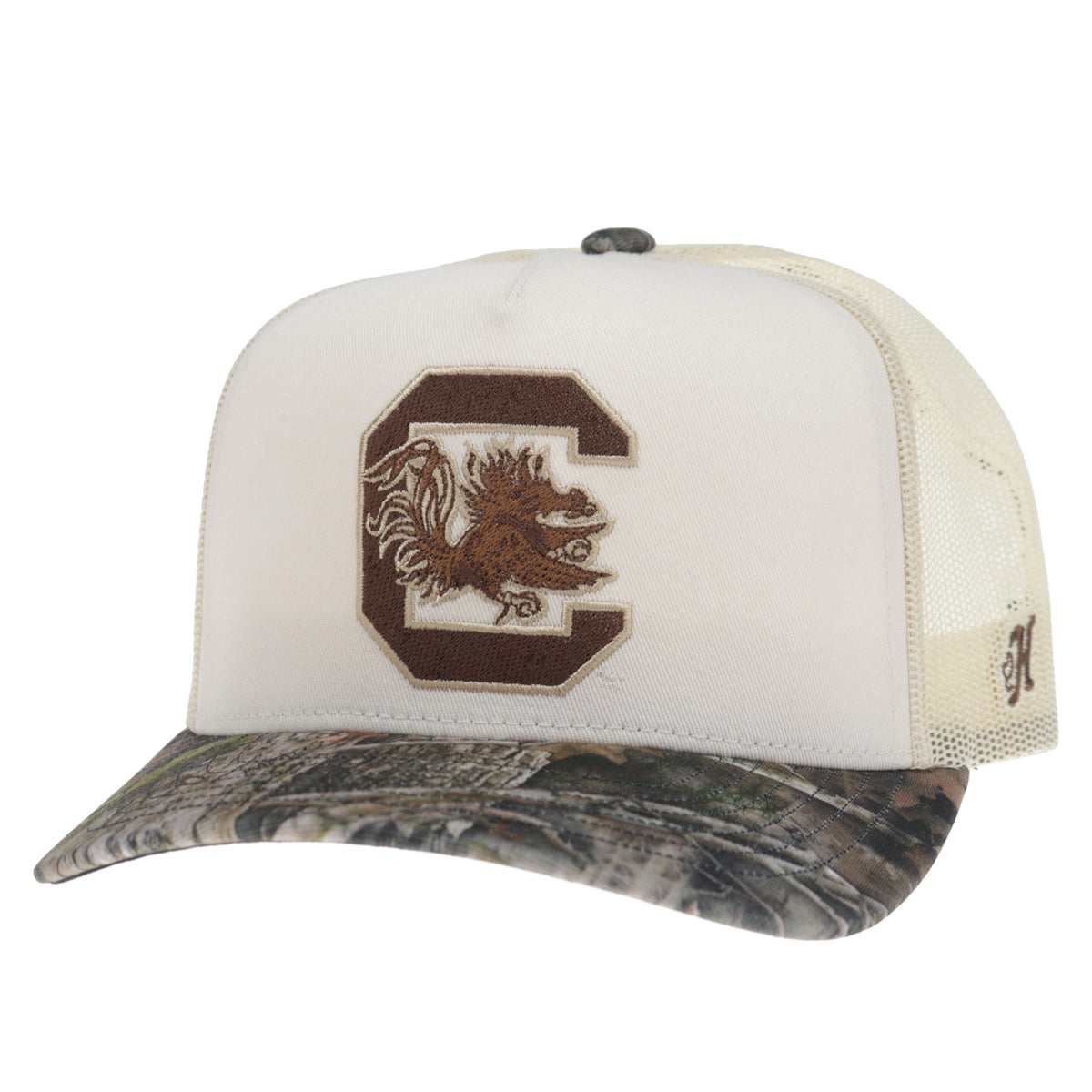 University of South Carolina 5-Panel Trucker Snapback Cream/Camo