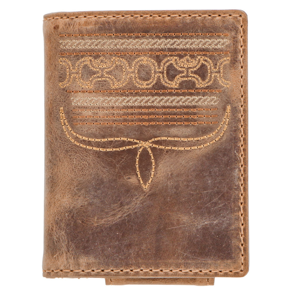 "Dalton" Smooth Brown w/Stitching Bifold Money Clip
