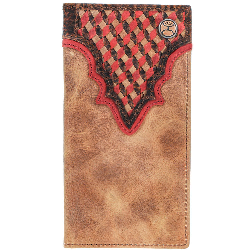 "Whip" Smooth Tan w/Tri Color Woven Leather Rodeo Wallet