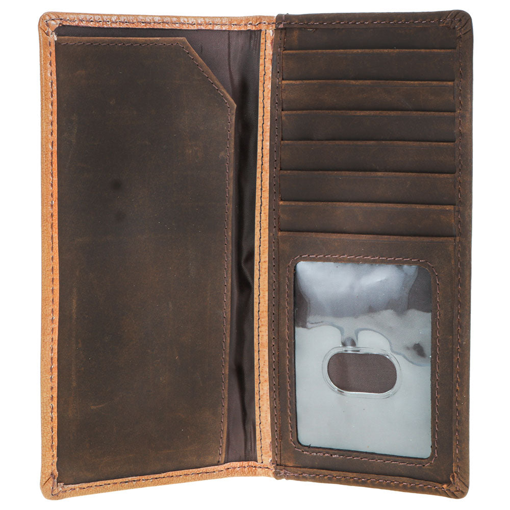 "Gambler" Tan Playing Card Embossed Rodeo Wallet