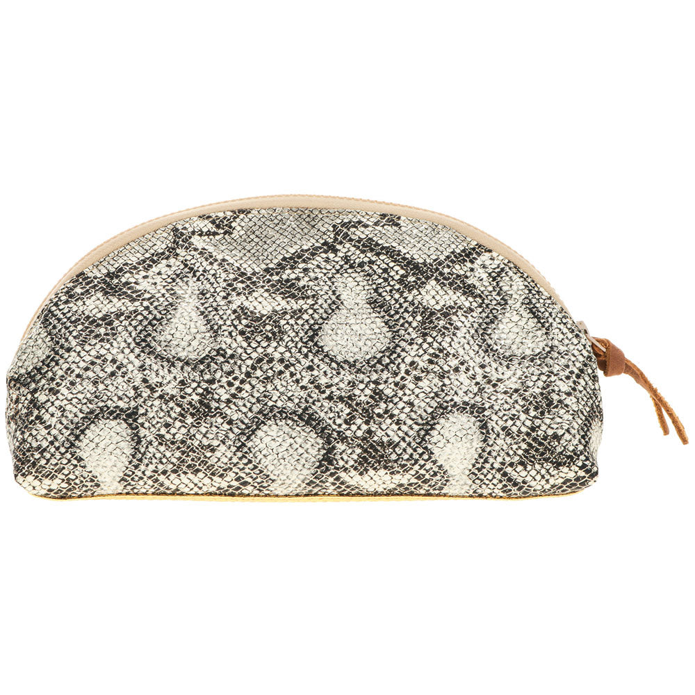 "Cobra" Cream/Black Snake Print Small Accessory Bag