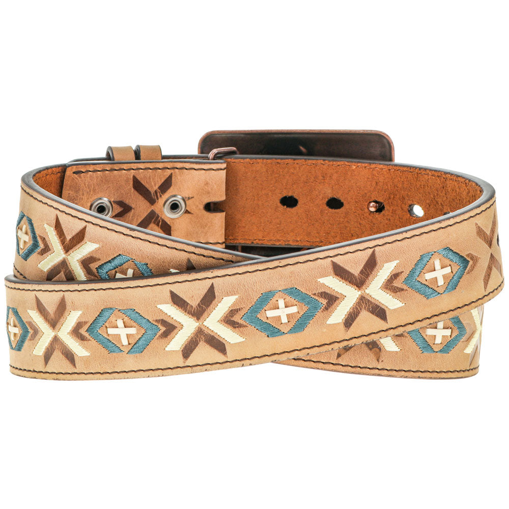 "Aquila" Tan w/Brown & Cream Stitching Belt