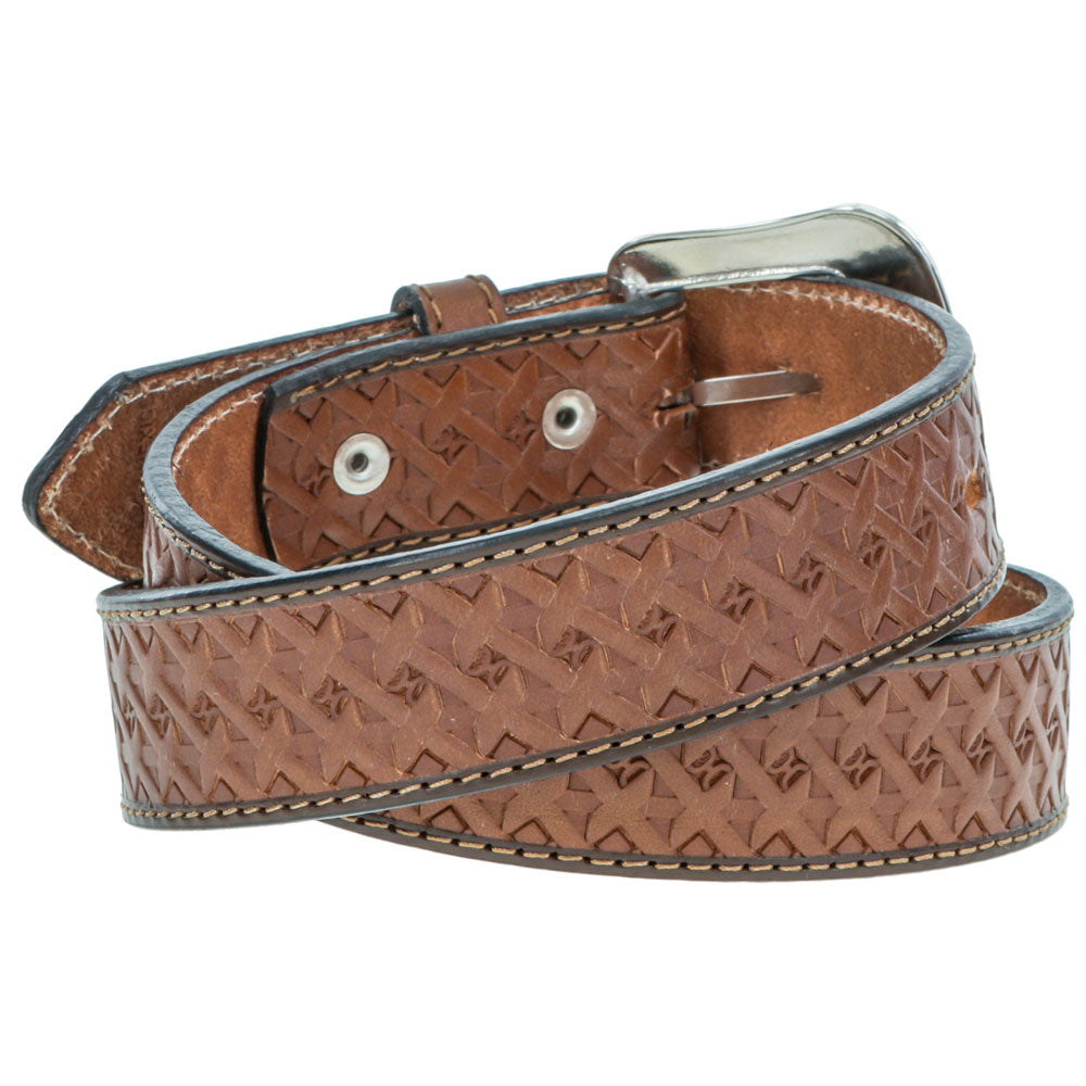 Youth Boys "Hooey Hands-Up" Classic Hooey Belt" Natural / Brown Basket Weave