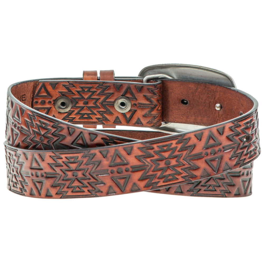 Youth Girls "Dakota" Original Hooey Belt Brown/Black w/Aztec