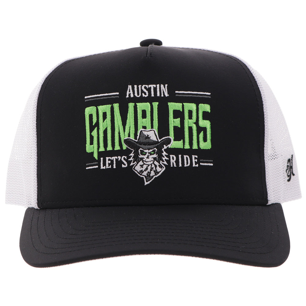 "Austin Gamblers" Hat Black/White w/Green & White Logo