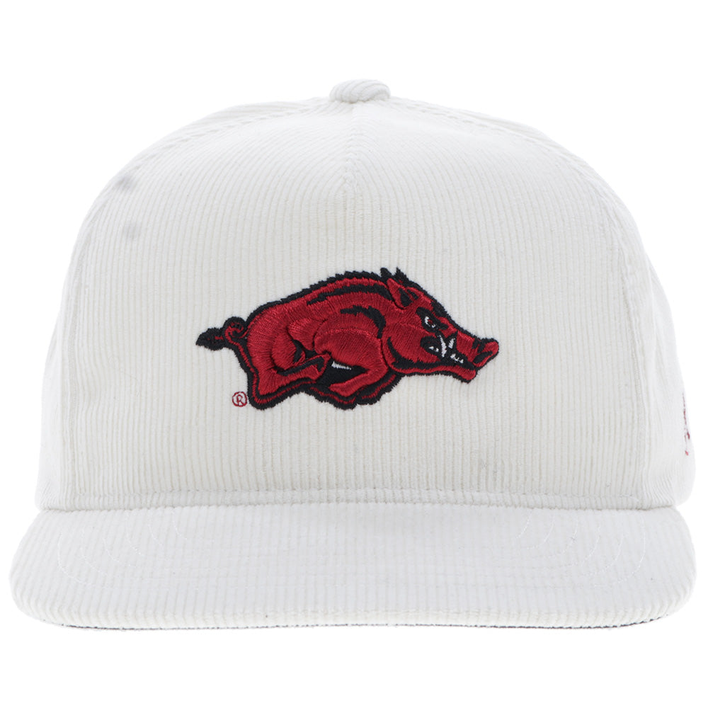 "University Of Arkansas" Hat White Corduroy w/Razorback Logo
