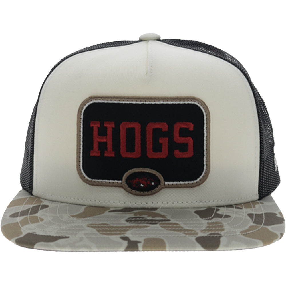 University Of Arkansas 5-Panel Trucker Snapback Hat Cream/Camo