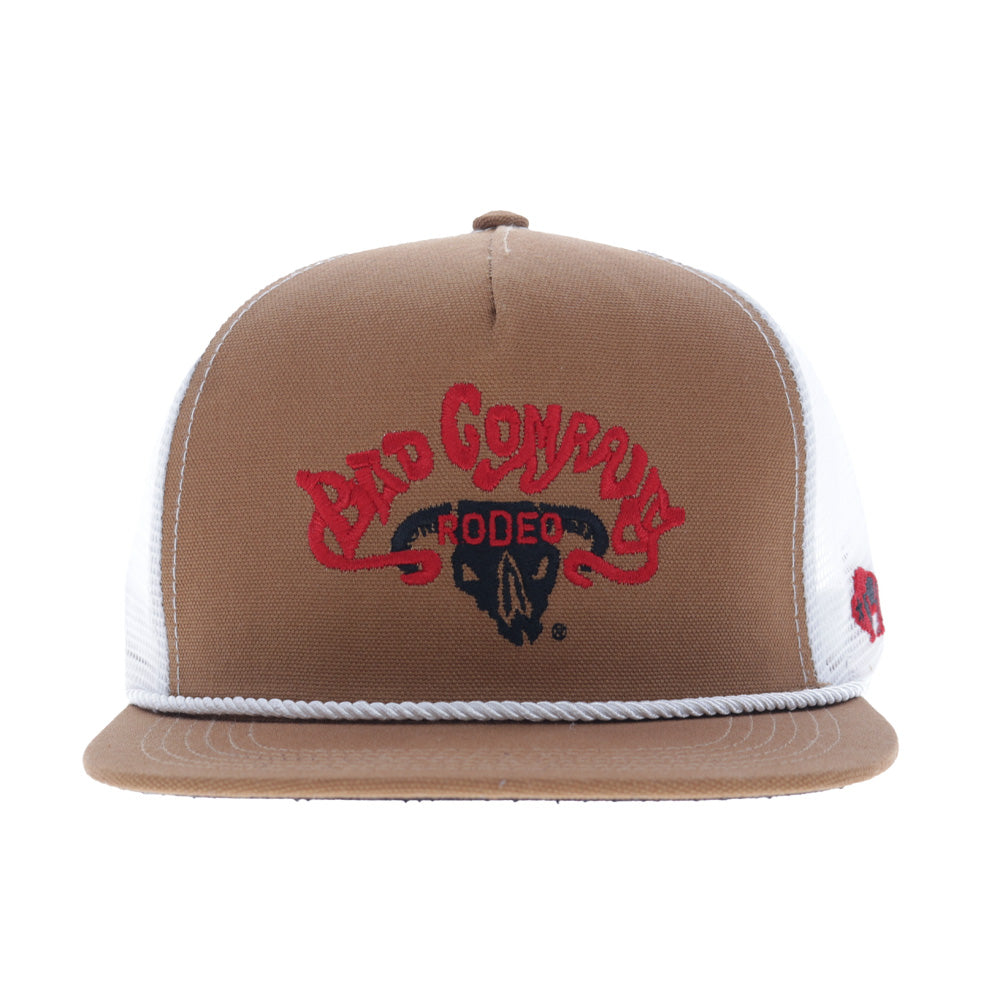 Bad Company Hat Tan & White w/Black & Red Logo