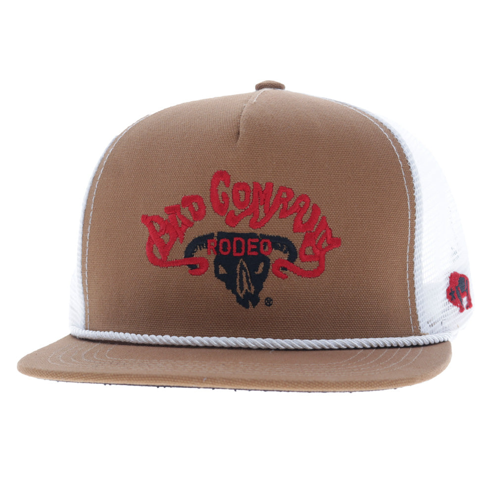 Bad Company Hat Tan & White w/Black & Red Logo