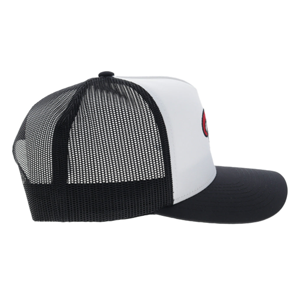 Bad Company 5 Panel Trucker Snapback Hat White/Black