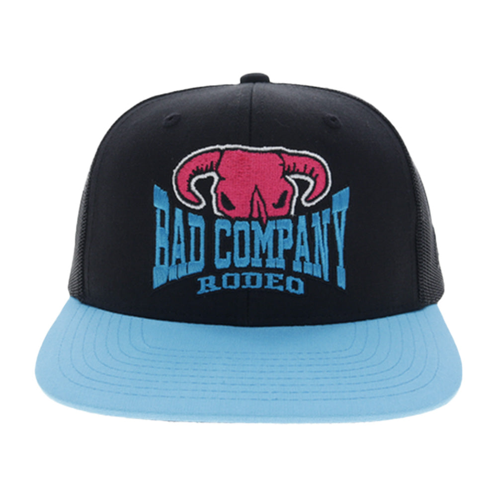Bad Company 6 Panel Trucker Snapback Hat Black/Blue
