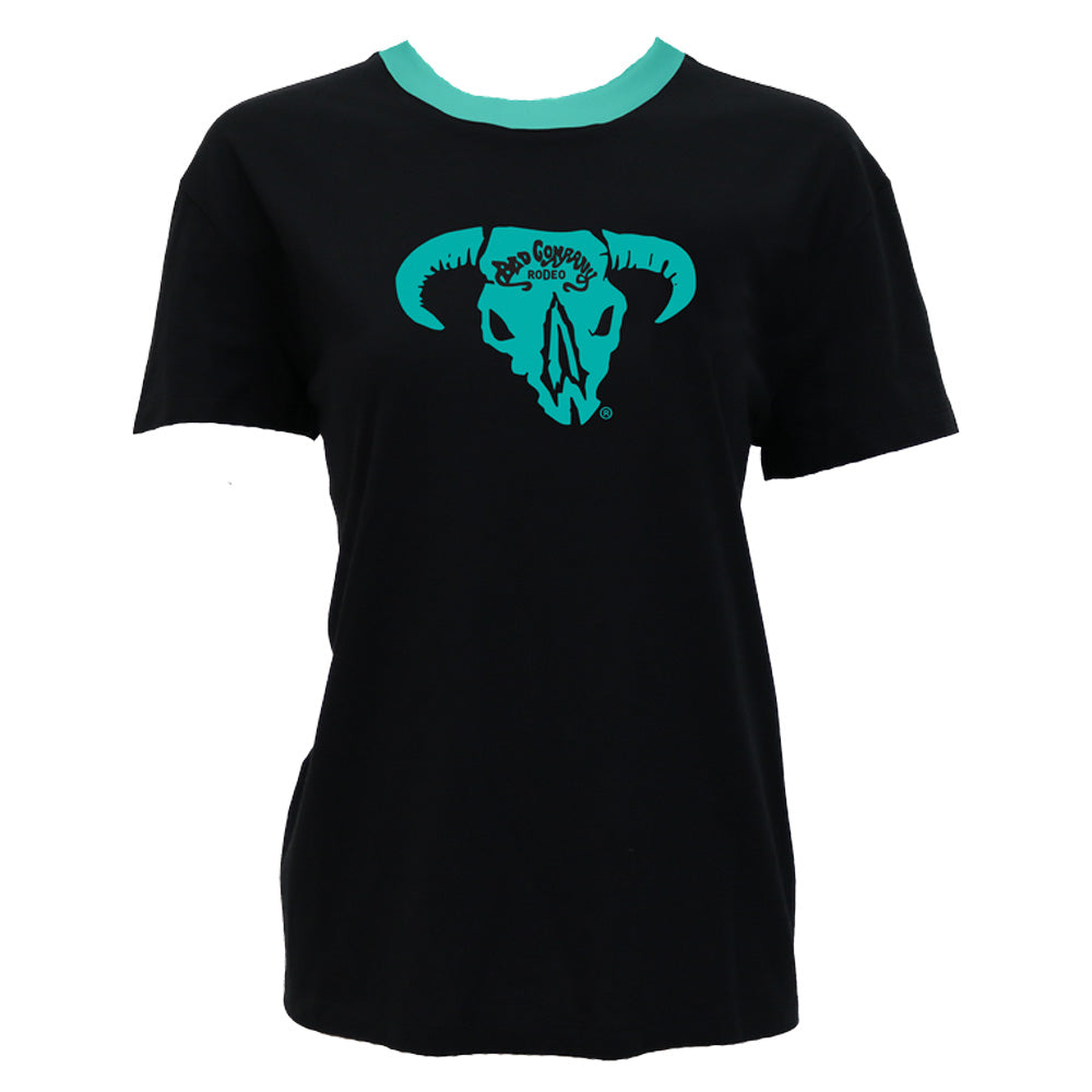 Bad Company Ladies T-shirt Black w/ Turquoise Logo