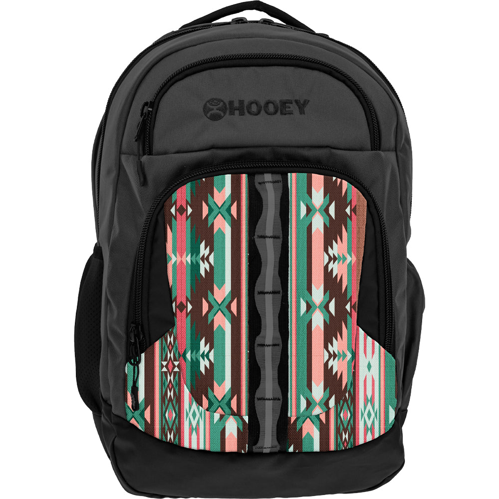 "Ox" Hooey Backpack Charcoal Grey w/Multi-Color Aztec
