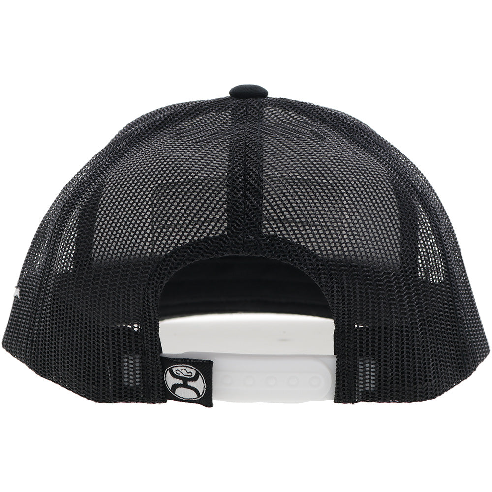 back of solid black cactus ropes hat