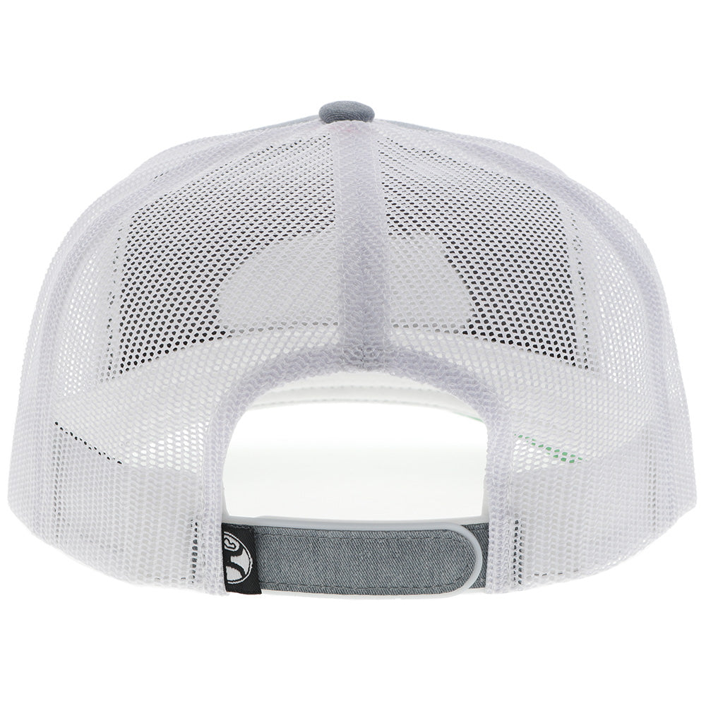 "CR111" Cactus Ropes Hat Grey/White w/Yellow & Black Oval Patch