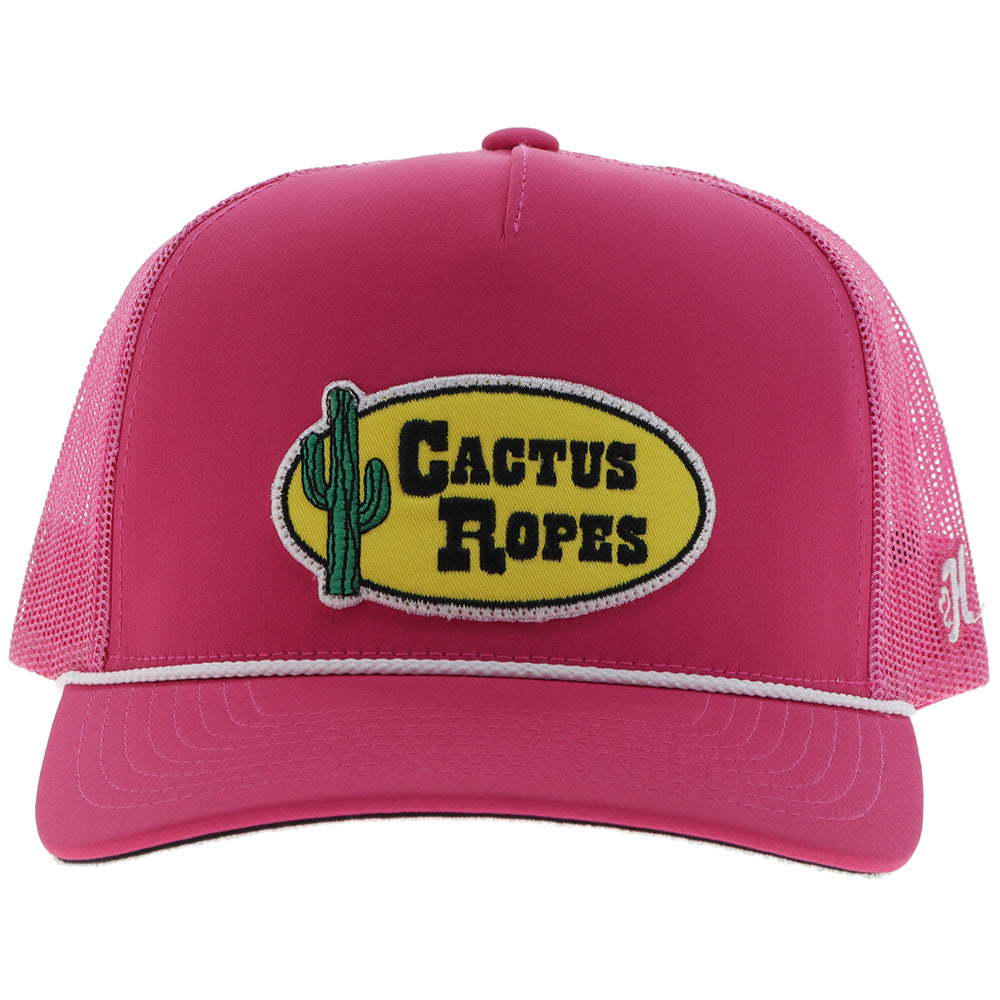 "CR112" Cactus Ropes Hat Pink w/ Yellow/Black Oval Patch