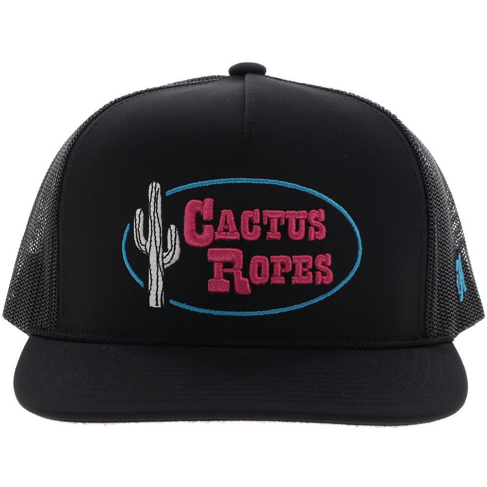 "CR113" Cactus Ropes Hat Black w/Pink & Blue Stitching
