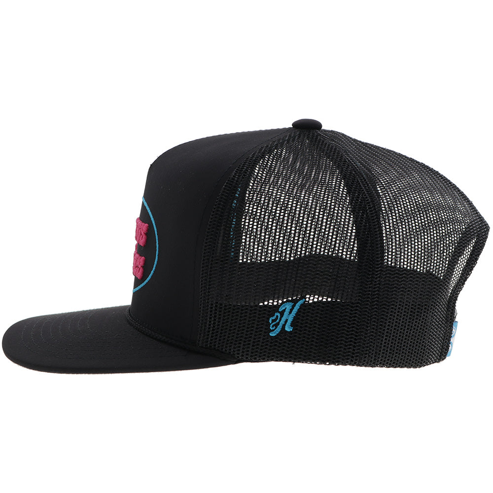 "CR113" Cactus Ropes Hat Black w/Pink & Blue Stitching
