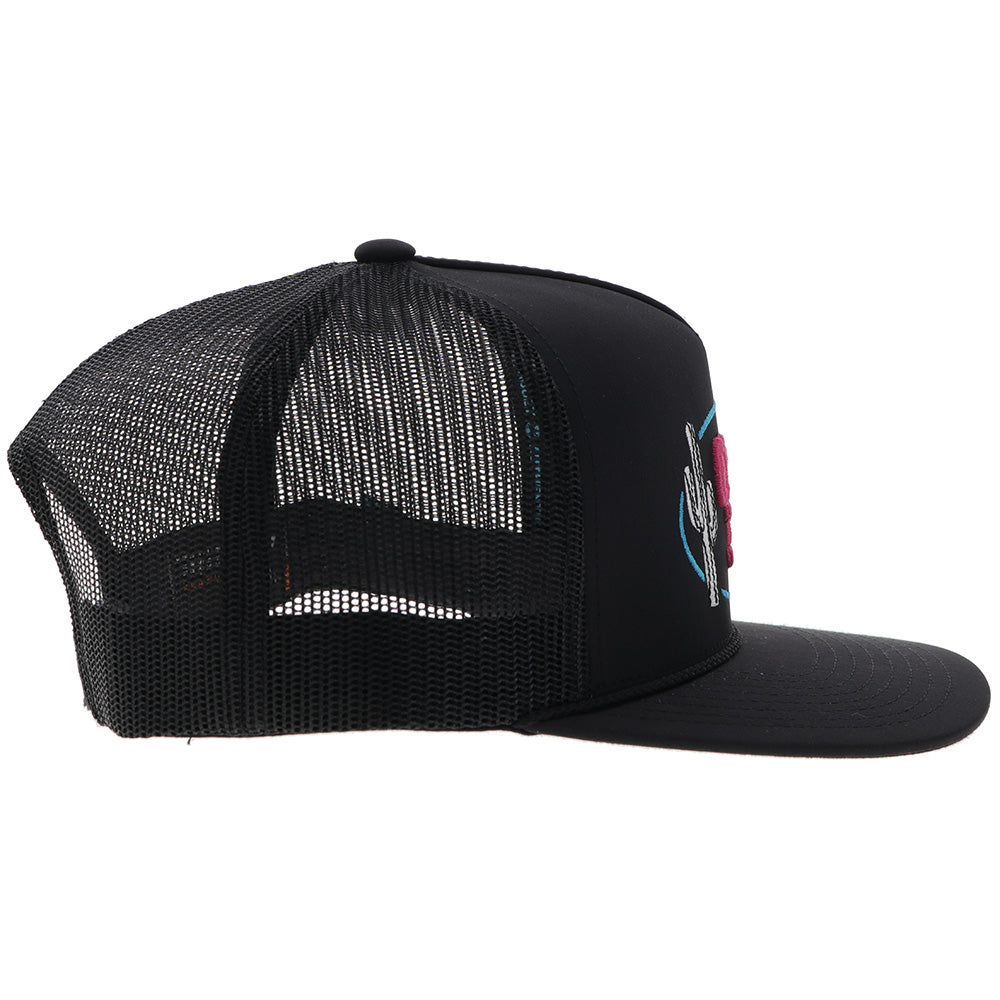 "CR113" Cactus Ropes Hat Black w/Pink & Blue Stitching