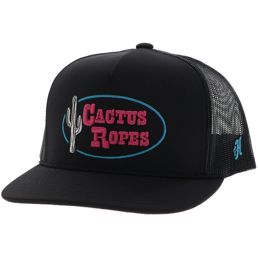 "CR113" Cactus Ropes Hat Black w/Pink & Blue Stitching