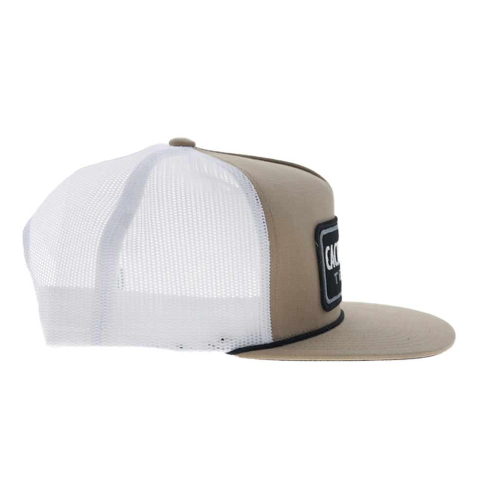 CR128 Cactus Ropes 5-Panel Trucker Snapback Hat Tan/White