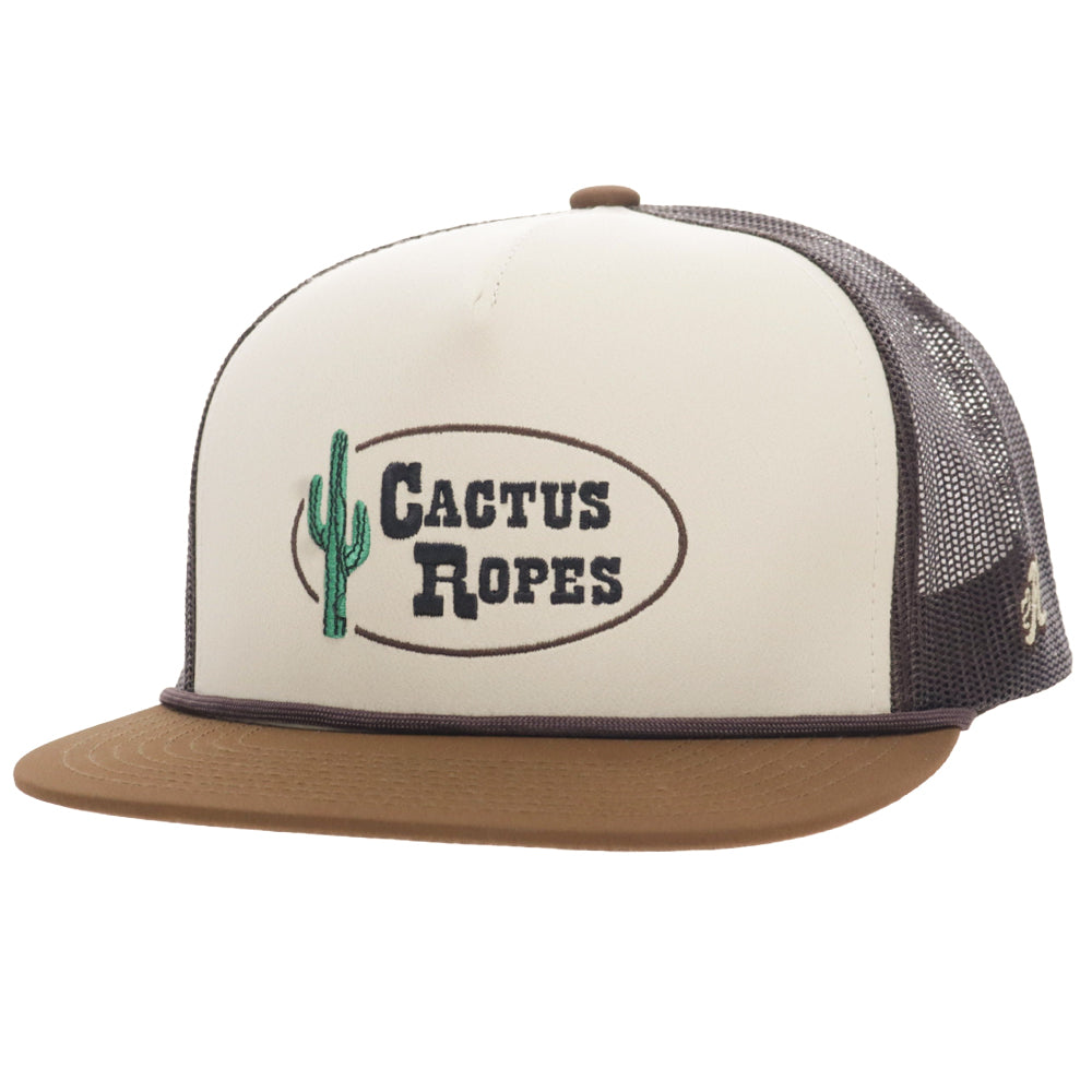 CR130 Cactus Ropes 5-Panel Trucker Snapback Hat Tan/Brown