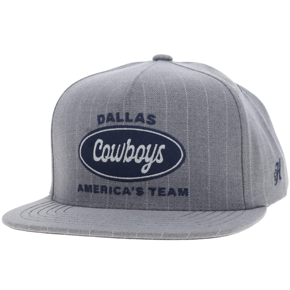 Dallas Cowboys 5-Panel Full Surround Hat Grey/White Pinstriped