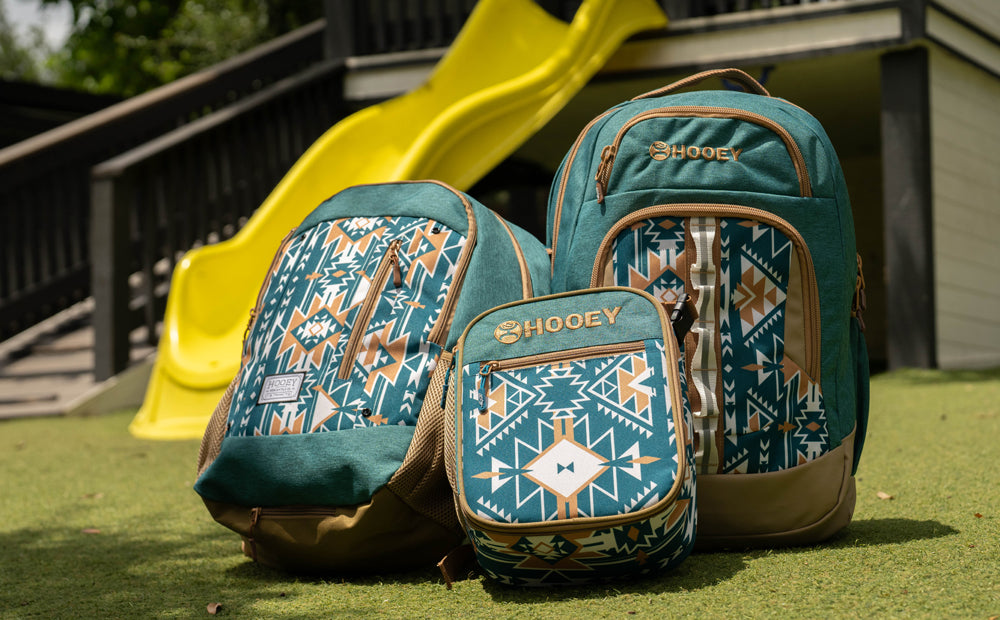 "Hooey Lunch Box" Teal & Tan Aztec