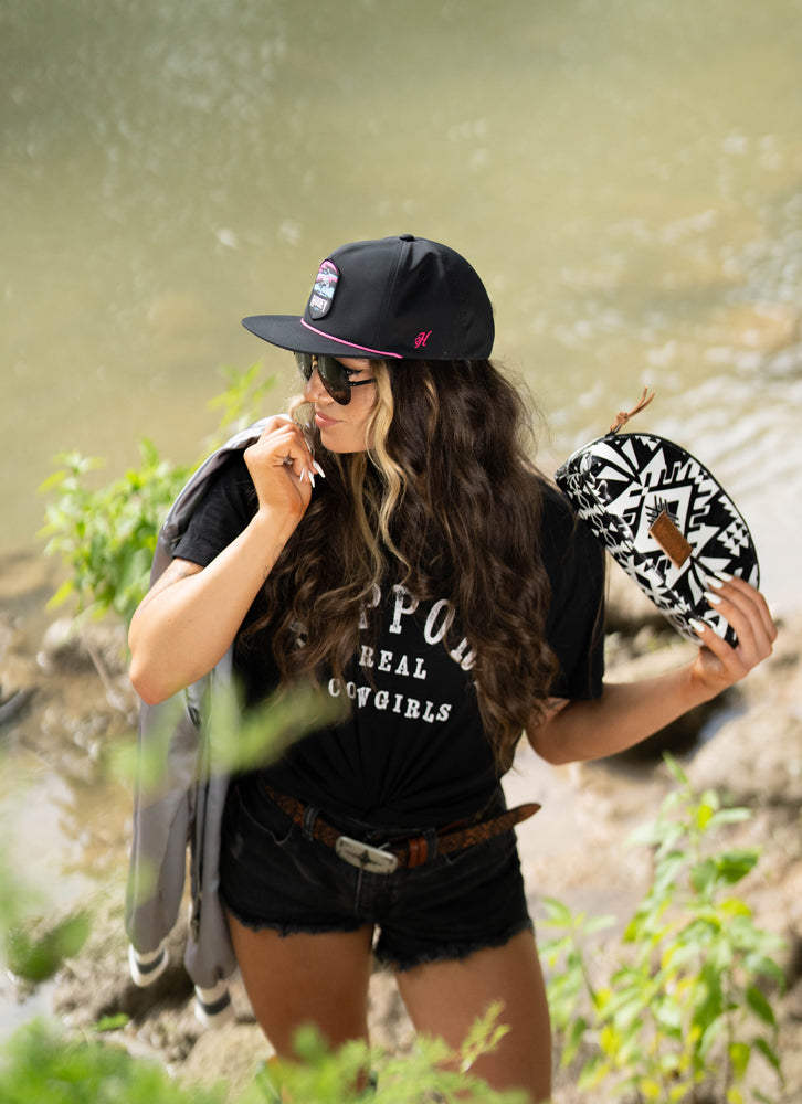 "Puebla" Hooey Small Accessory Bag Black/White Aztec