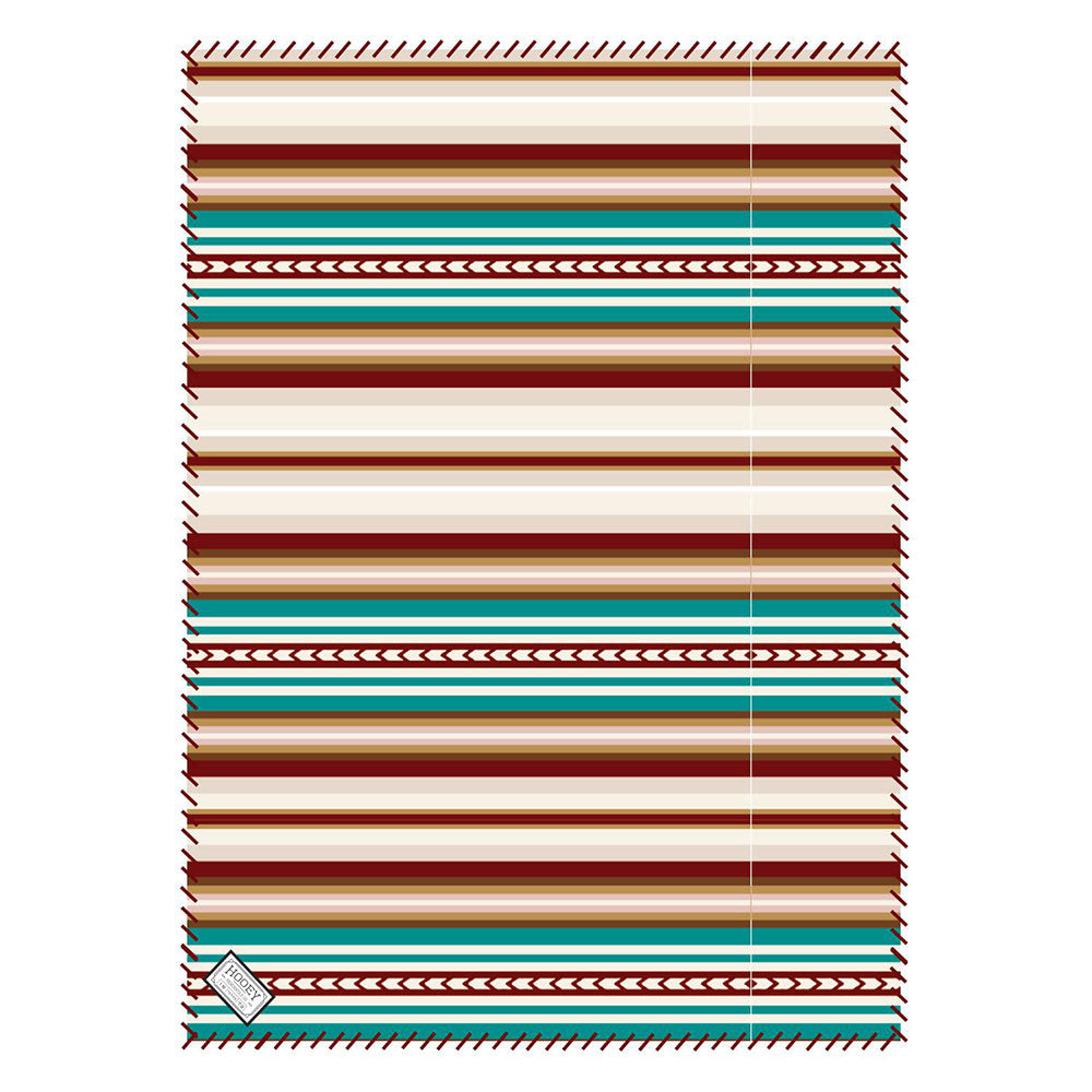 "Hooey Fleece Blanket" Red/White/Turquoise Serape