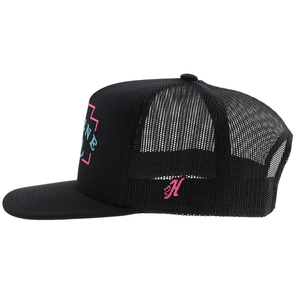 "Gruene Hall" Hat Black w/Pink & Blue Embroidery
