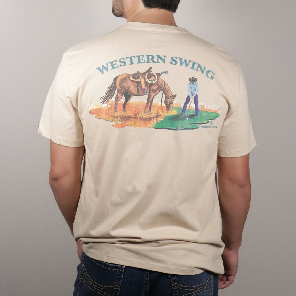 "Western Swing" Tan Cowboy Golf T-shirt
