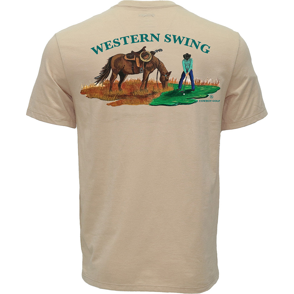 "Western Swing" Tan Cowboy Golf T-shirt