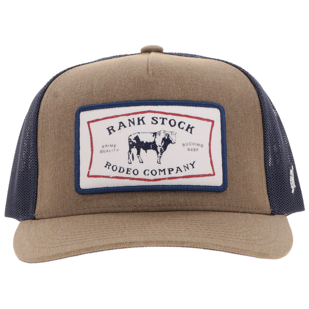 "Rank Stock" Hat Tan & Navy w/Rectangle Patch