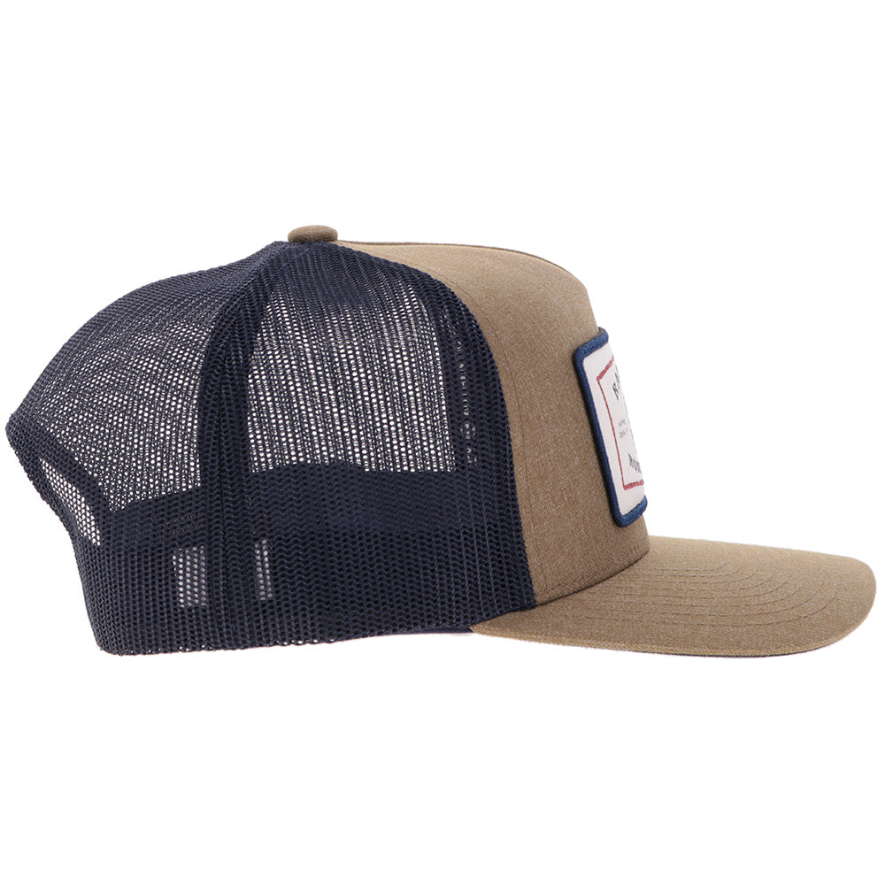 "Rank Stock" Hat Tan & Navy w/Rectangle Patch