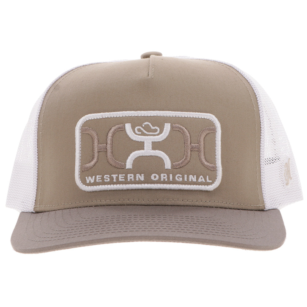 "Loop" Hat Tan & White w/ Rectangle Patch