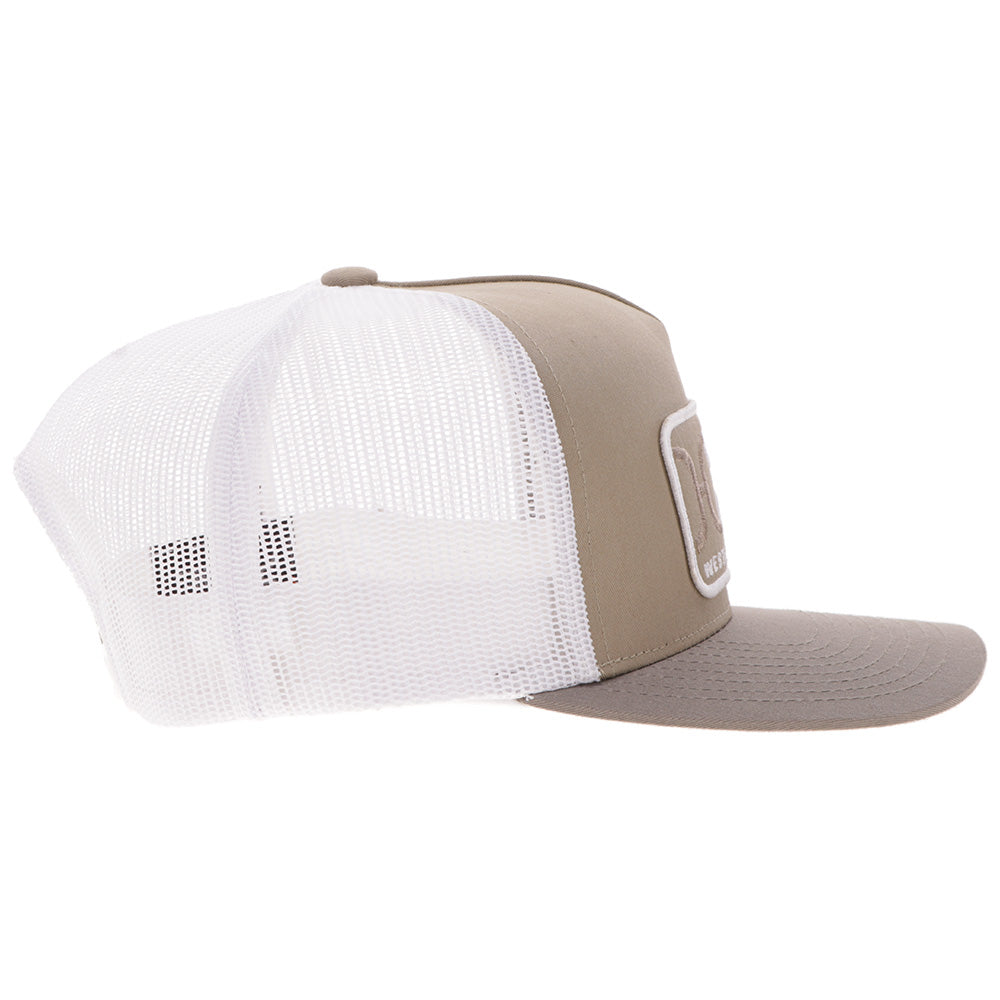 "Loop" Hat Tan & White w/ Rectangle Patch