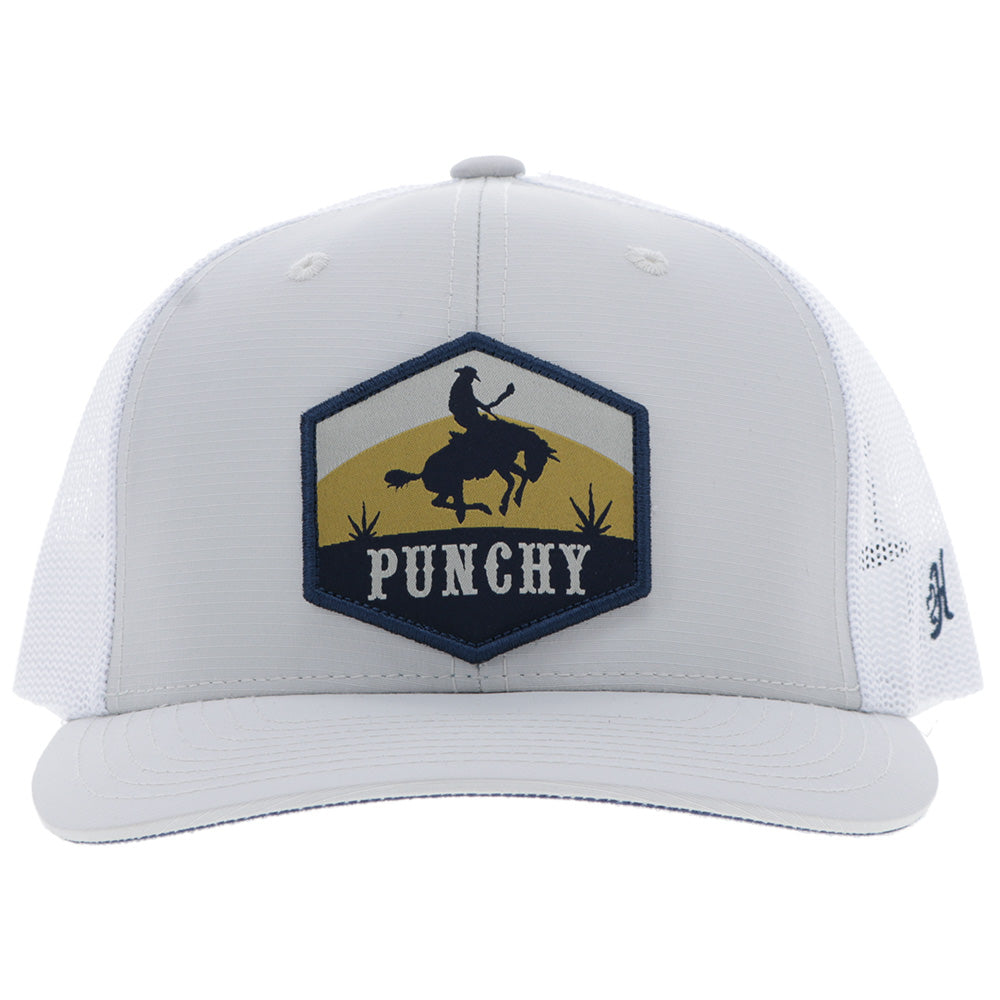 "Ranchero" Punchy Hat Grey/White w/Multi Color Patch