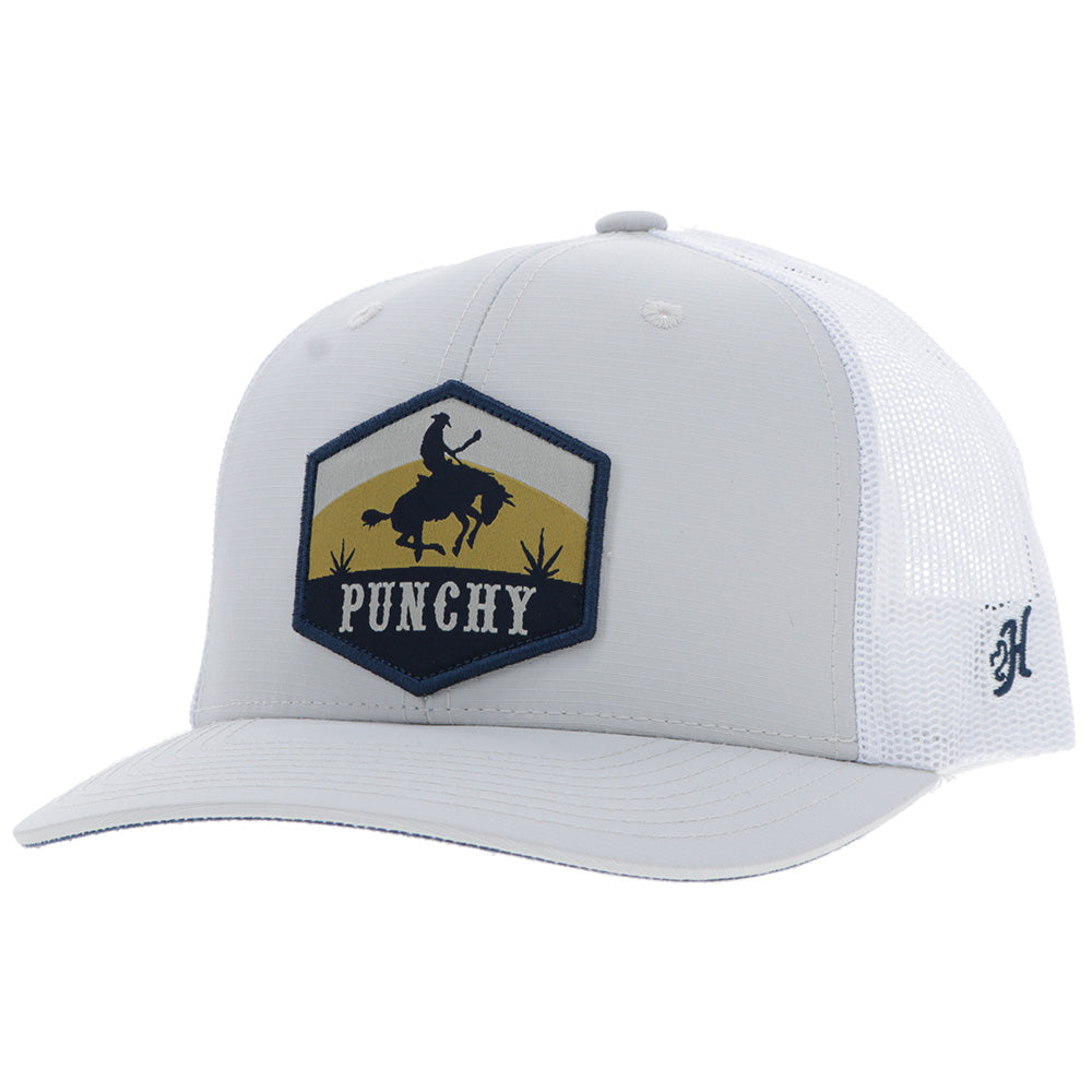"Ranchero" Punchy Hat Grey/White w/Multi Color Patch
