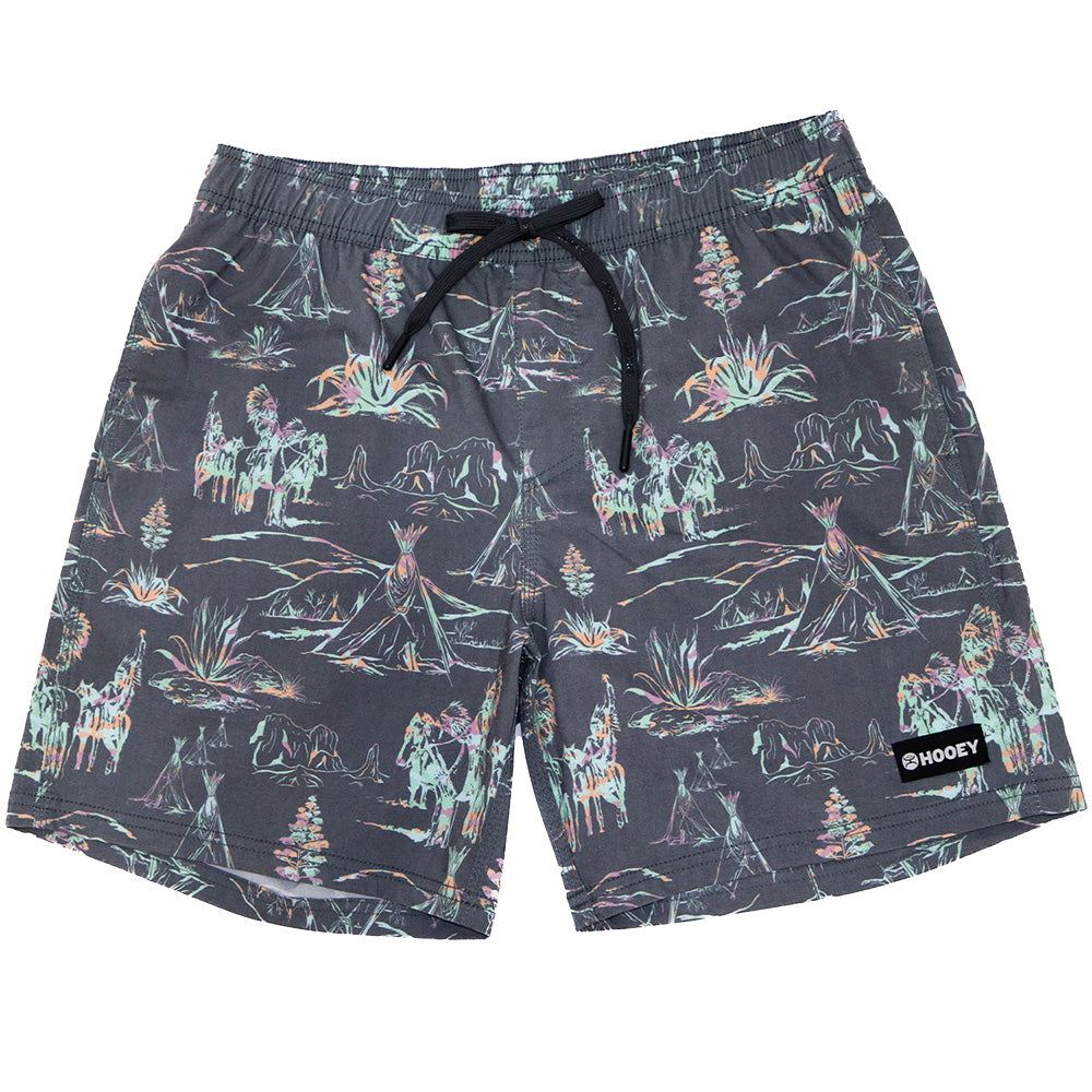 "Bigwake" Boardshort Charcoal/Multi-Color