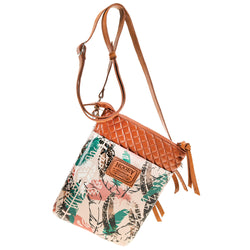 hero image of the front of the feather cross body bag