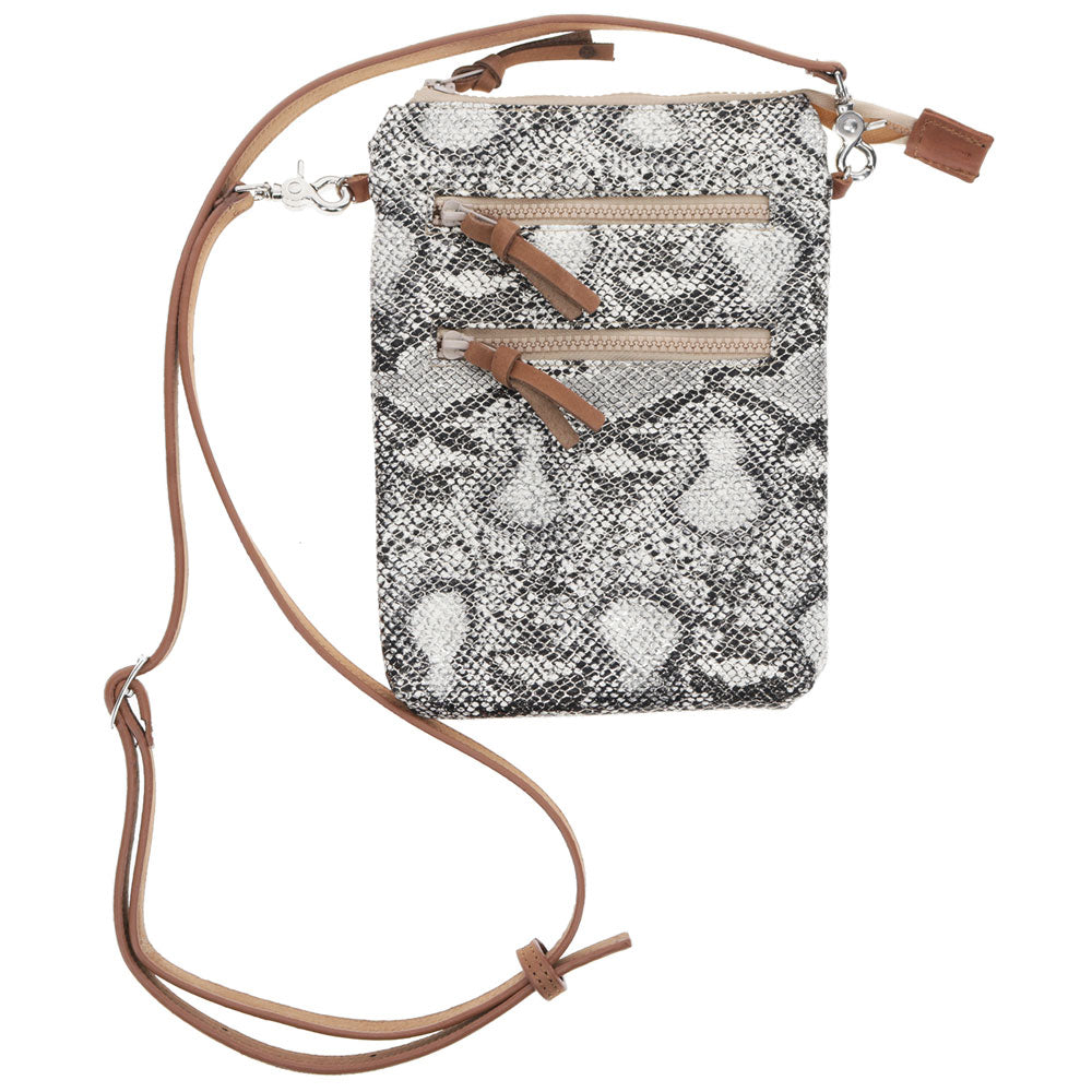 "Cobra" Cream/Black Snake Print Crossbody Purse