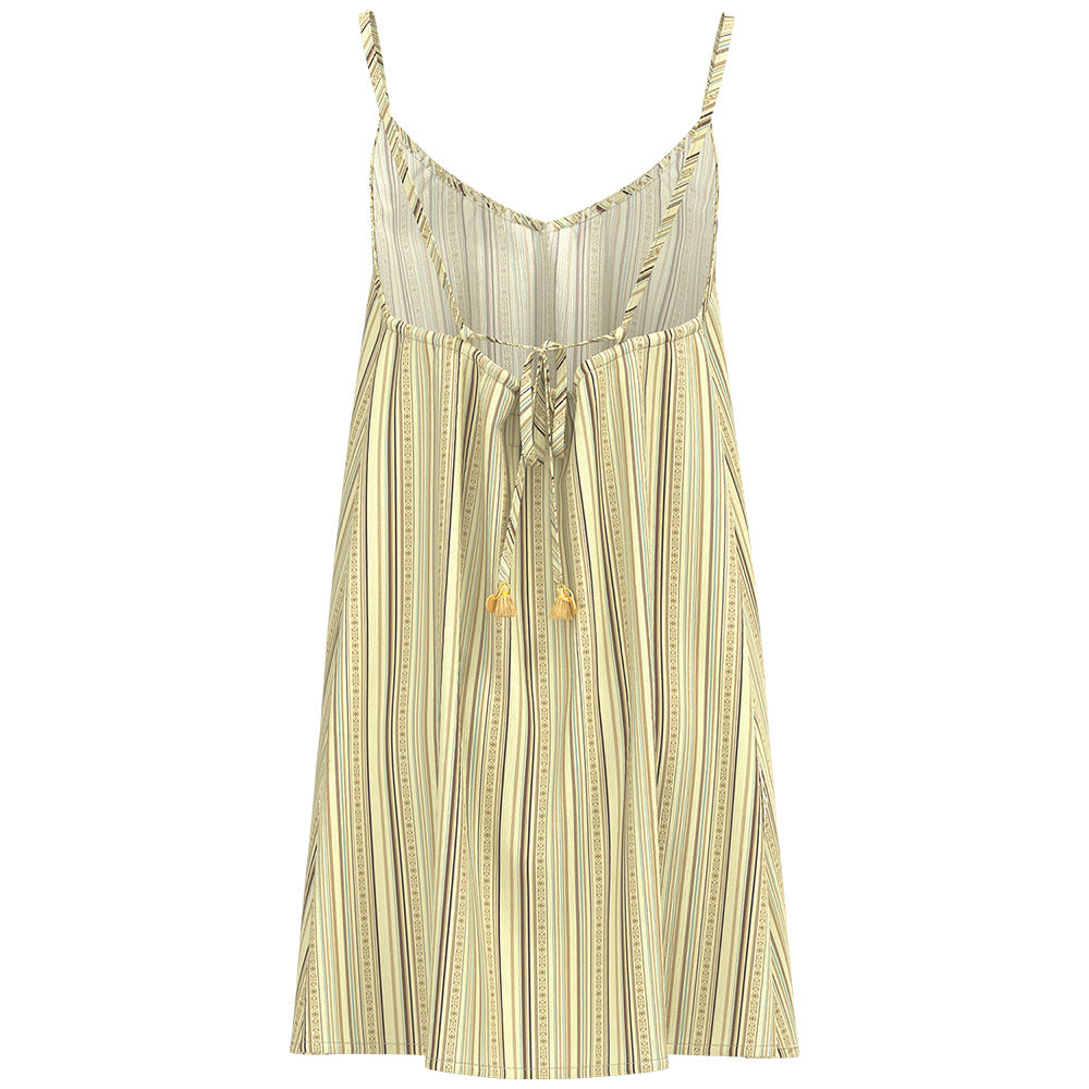 "Paraiso" Spaghetti Strap Dress Cream/Stripe