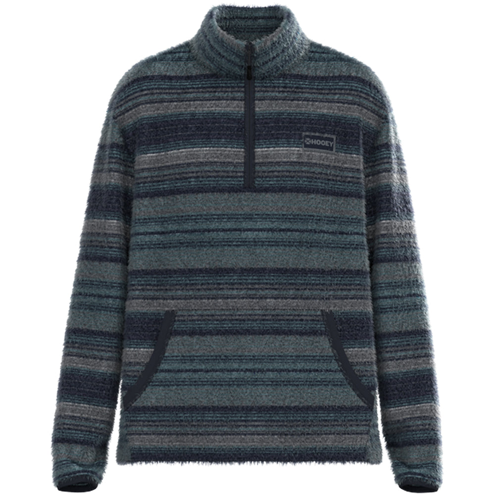 Bear Fleece Pullover Dark Grey/Blue Stripe