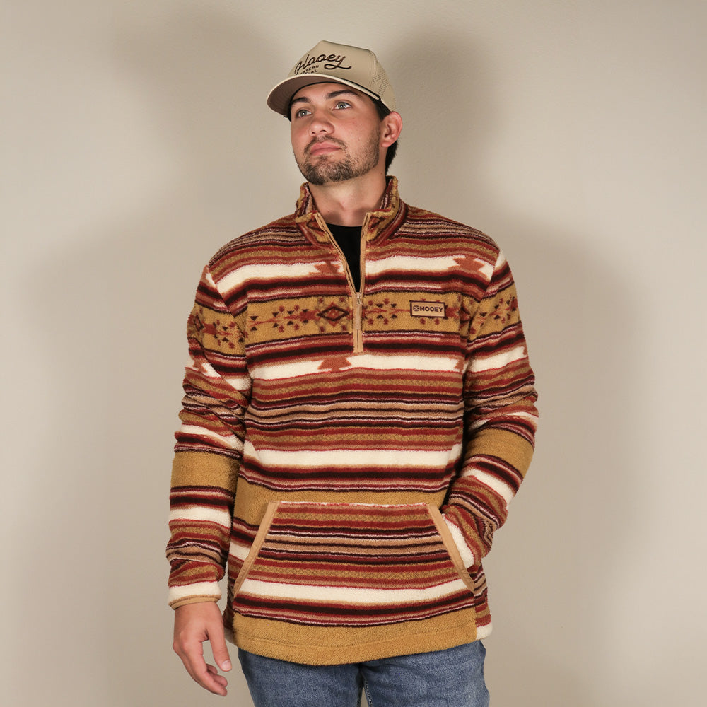 Bear Fleece Pullover Tan/Stripes