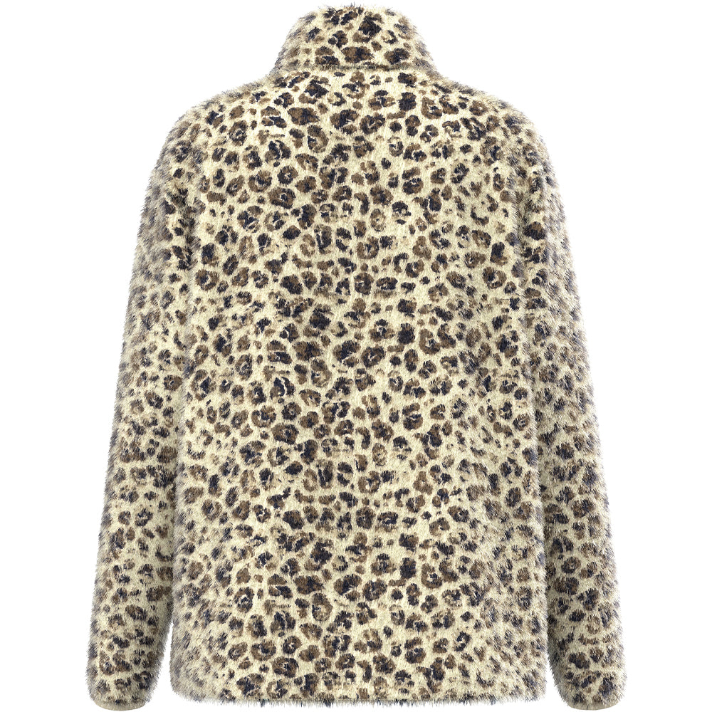Kodi Fleece Pullover Tan/Leopard