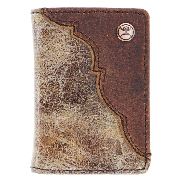 Distressed leather brown wallet