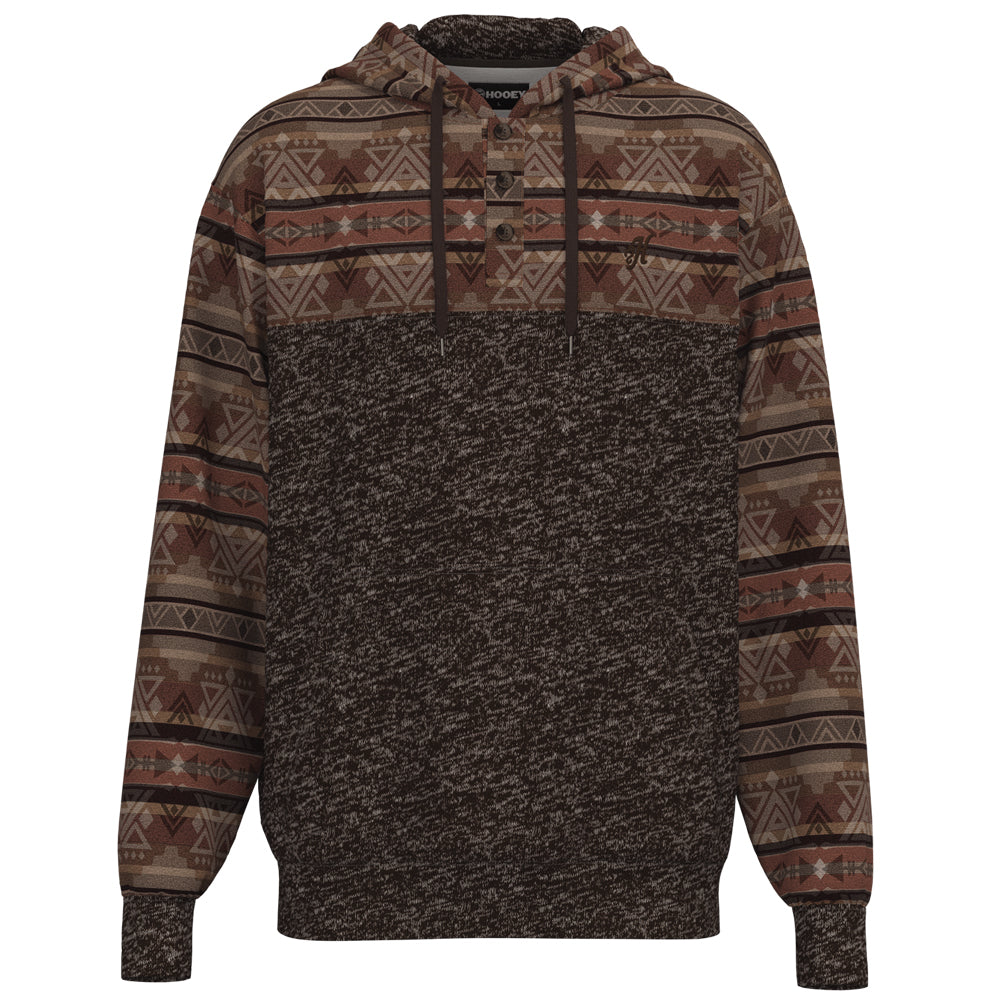Men's Aztec Print Hoodie Pullover - Lightweight Ethnic Graphic Sweatshirt With Hood, Casual Slim Fit (Brown, X-Large)