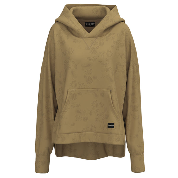Roomy tan hoody with micro floral pattern