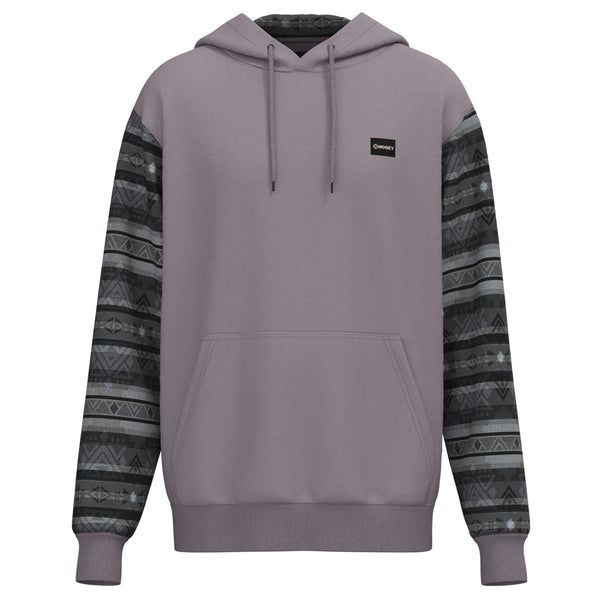 summit grey hoody with grey and black aztec pattern on sleeves and hood